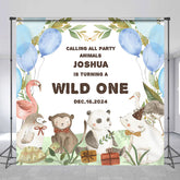 Lofaris Custom Name Safari Animals 1st Birthday Backdrop